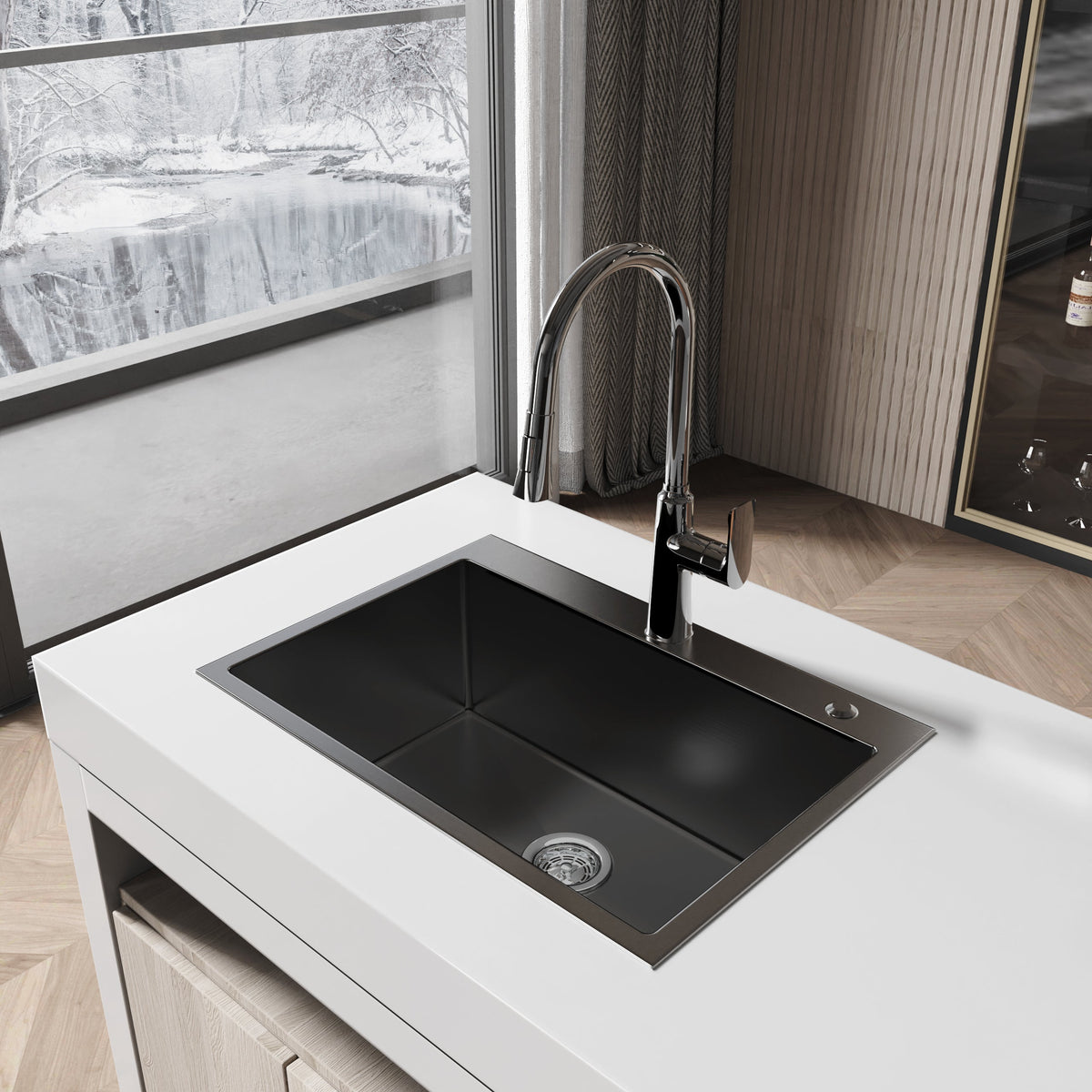 Stainless Steel Kitchen Sink - 27"x19" Single Bowl