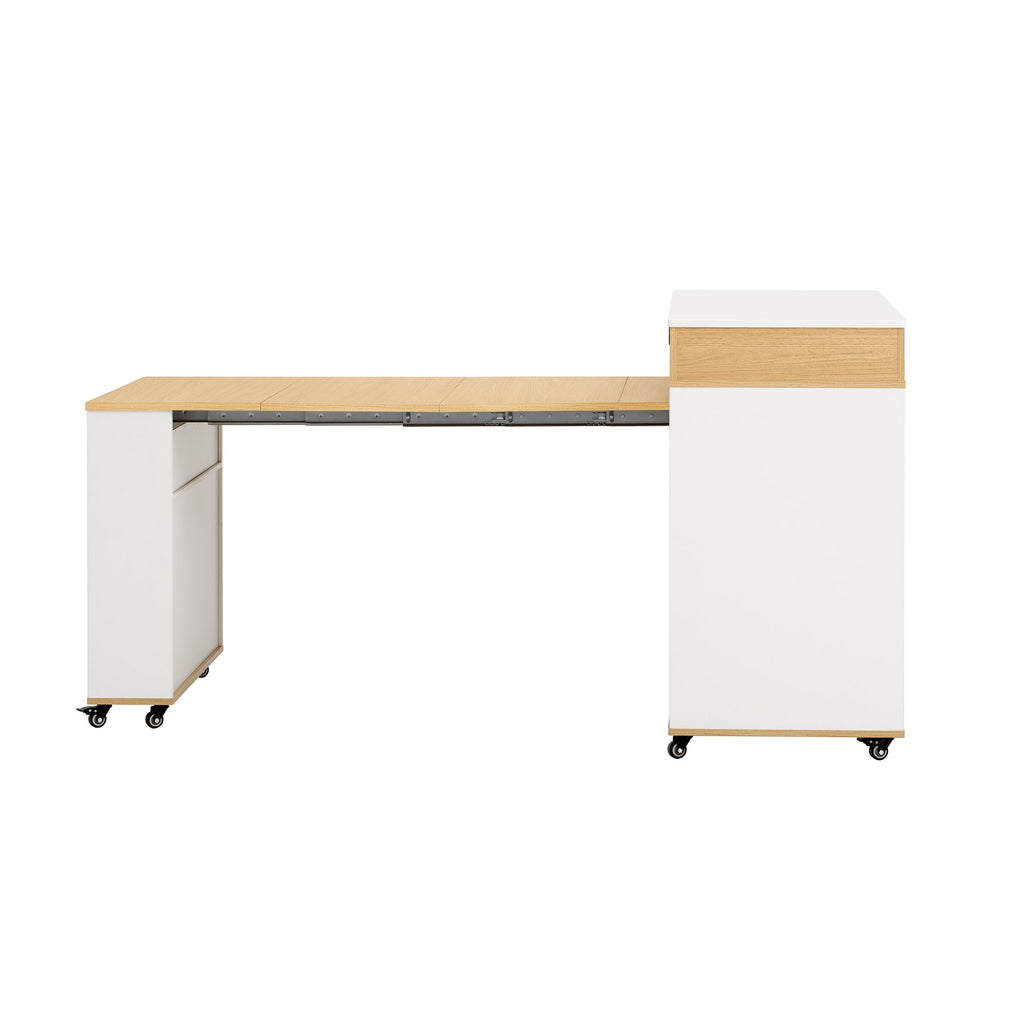 TREXM Extendable Dining Table with Storage and Power Outlet