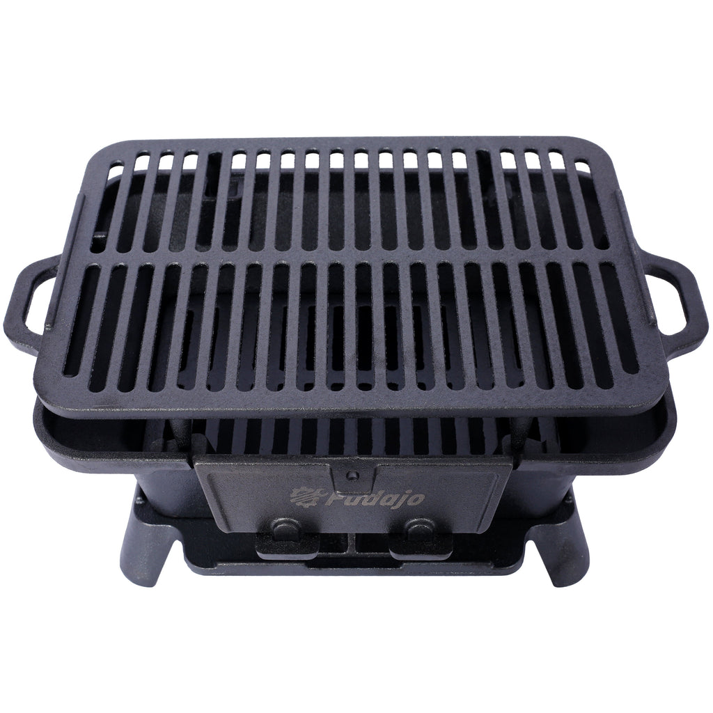 Oval Cast Iron Grill - Portable Outdoor Cooking