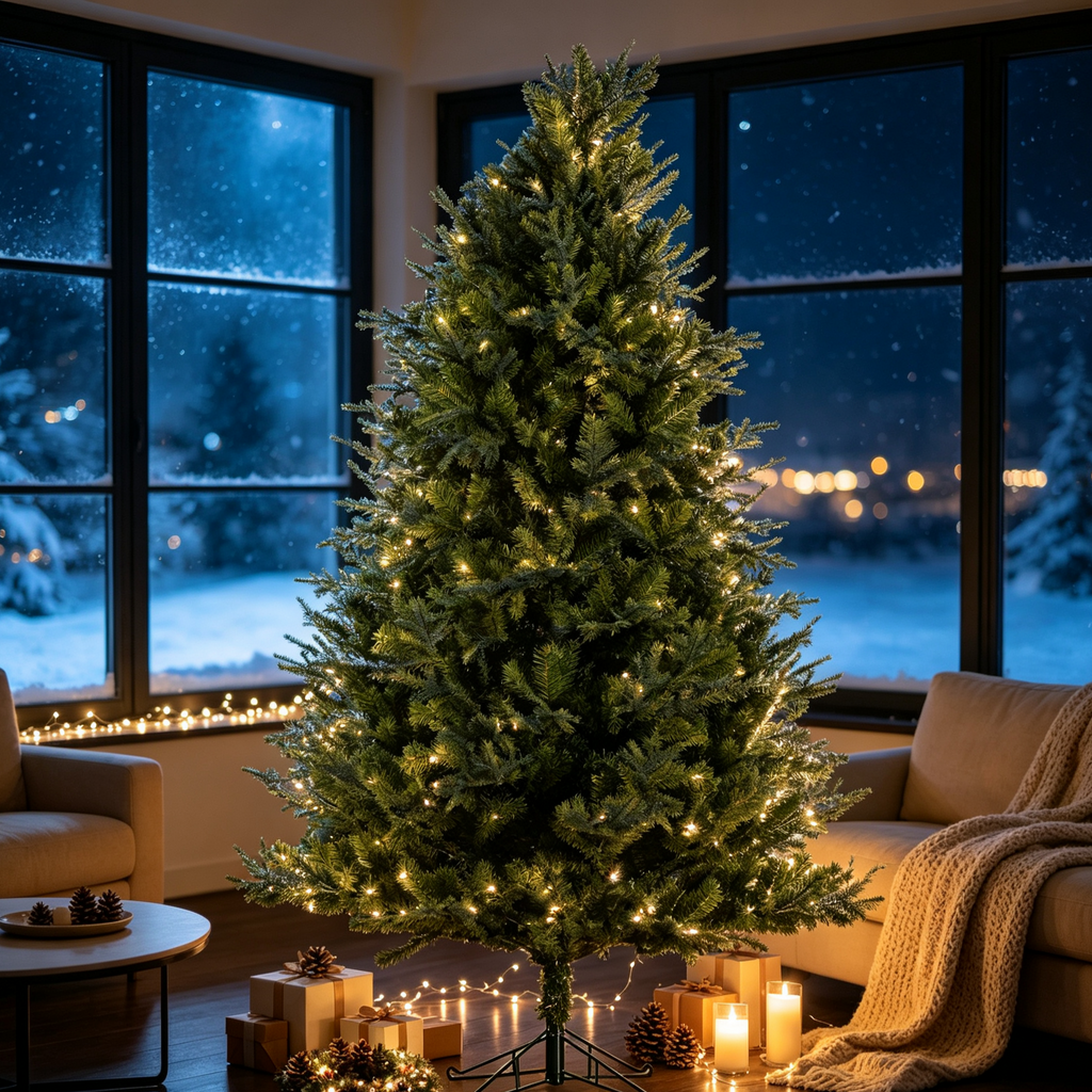 7 FT Realistic PE/PVC Hybrid Christmas Tree with Fresh Pine Scent