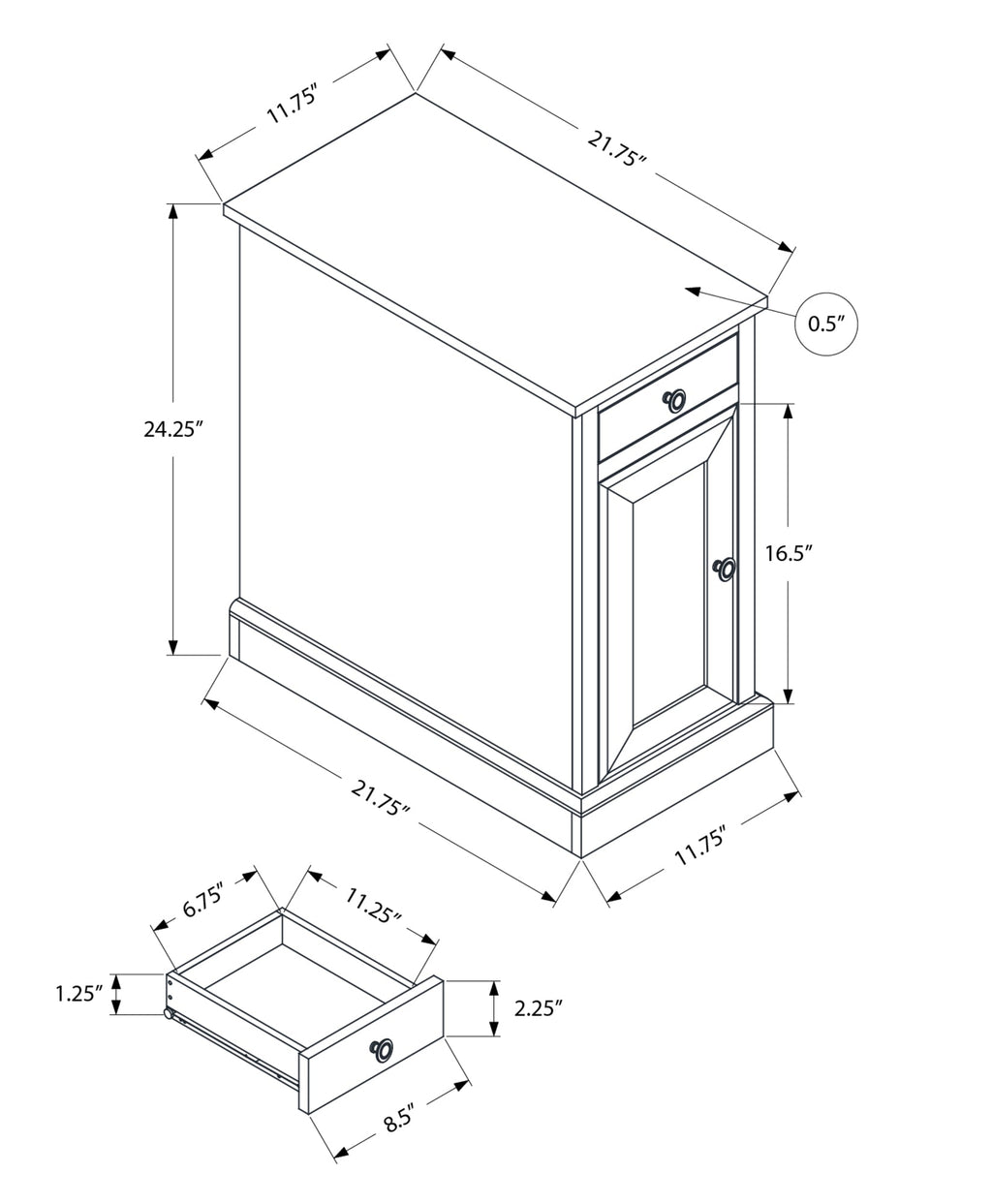 Narrow Accent Table with Storage Drawer