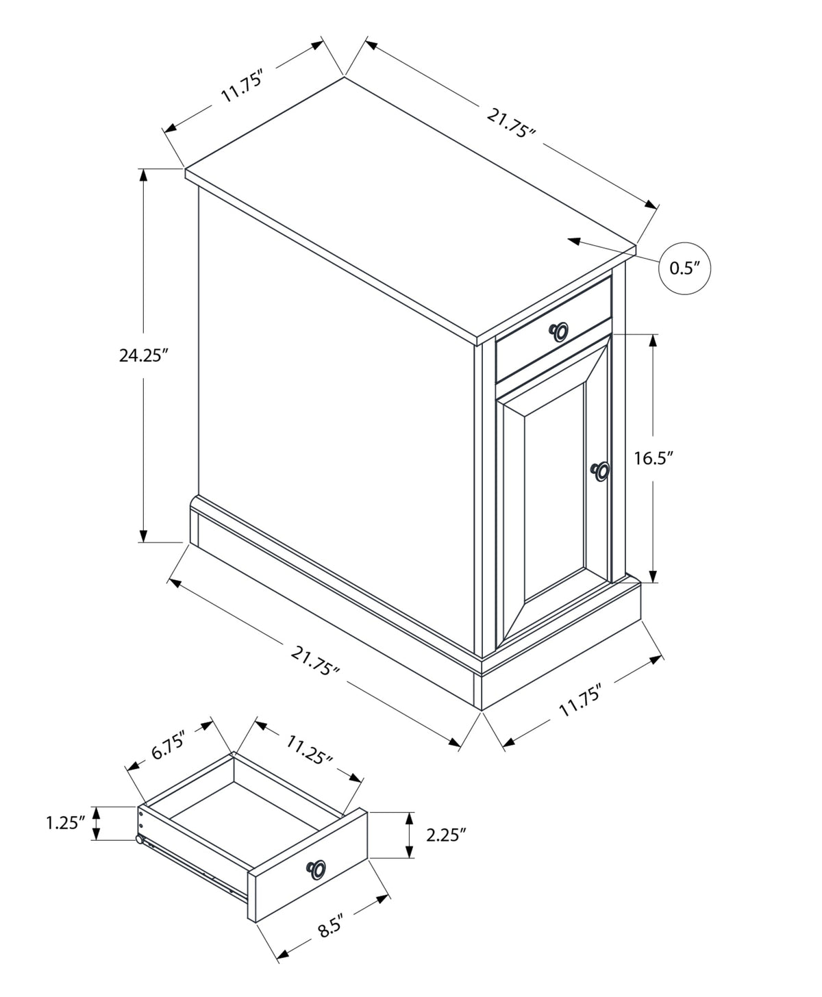 Narrow Accent Table with Storage Drawer