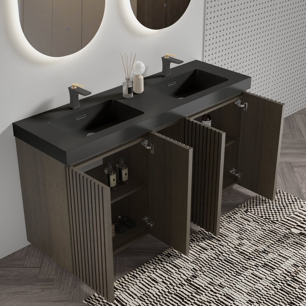 Galan 60" Smoked Bathroom Vanity