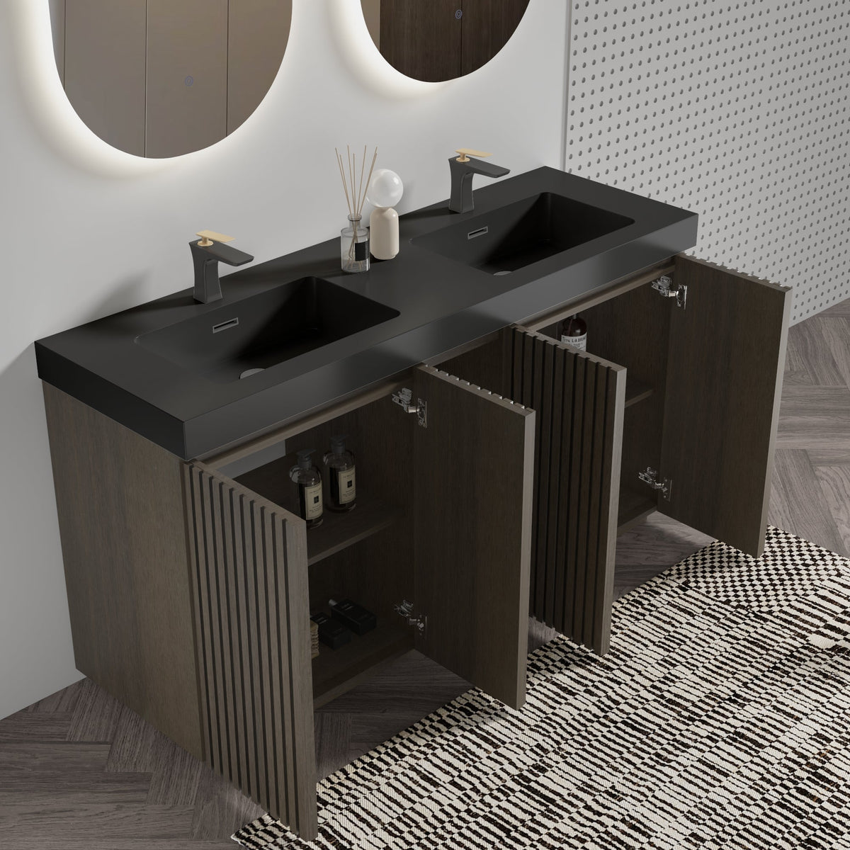 Galan 60" Smoked Bathroom Vanity