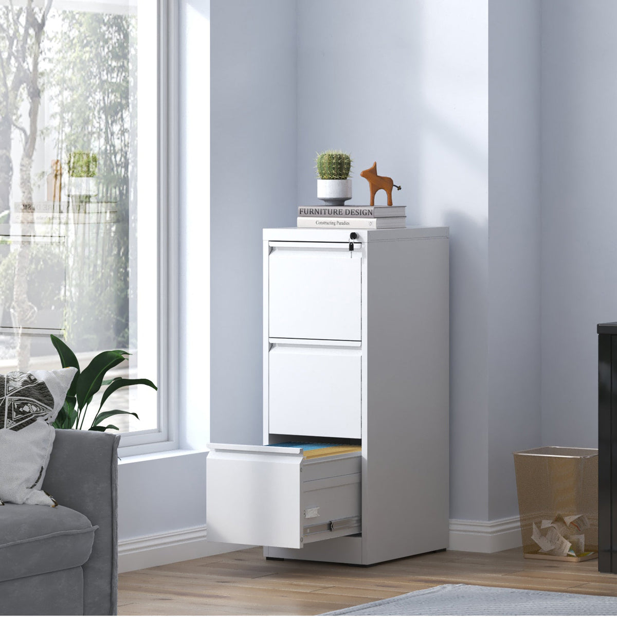 3 Drawer Metal Vertical File Cabinet with Lock