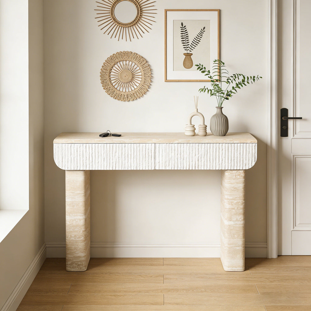 Entryway Table With Two Hidden Handle Drawers