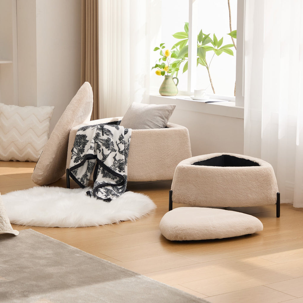 29.9" Wide 2-Piece Upholstered Storage Ottoman Set