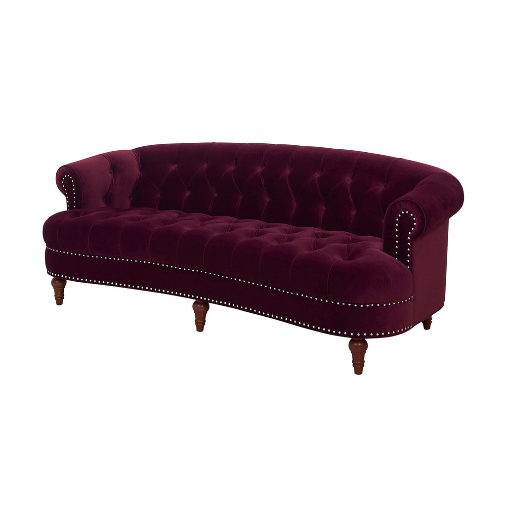 La Rosa Victorian Chesterfield Tufted Sofa, Burgundy Velvet
