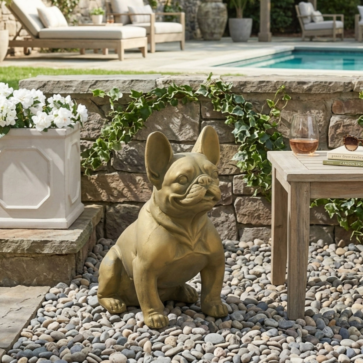 Dog Garden Sculpture - Outdoor French Bulldog Garden Statue