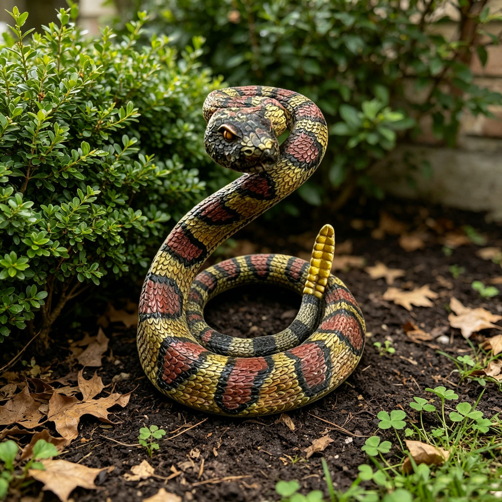 10" Snake Statue - Western Diamondback Rattlesnake Figurine