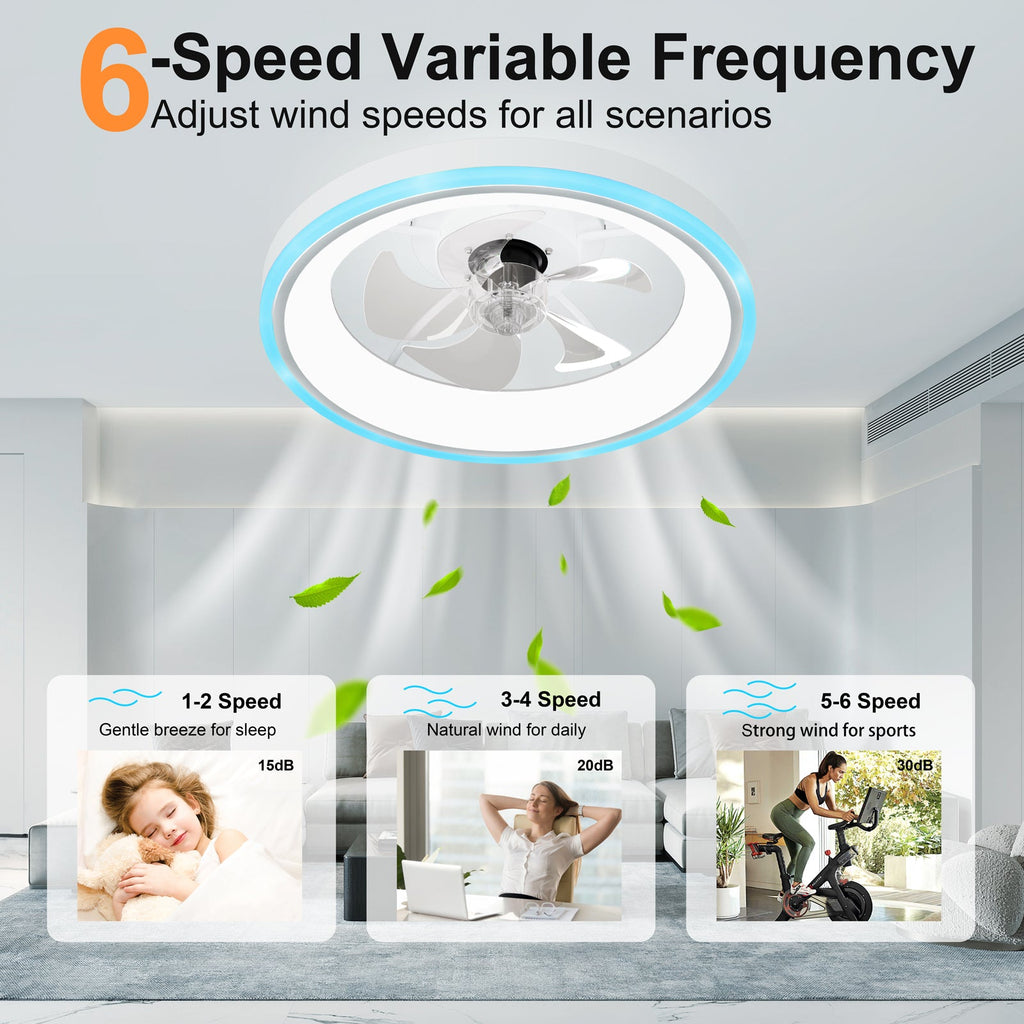 19.7" Modern RGB Ceiling Fan with Lights