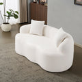 White Curved Loveseat Sofa with Round Armrest