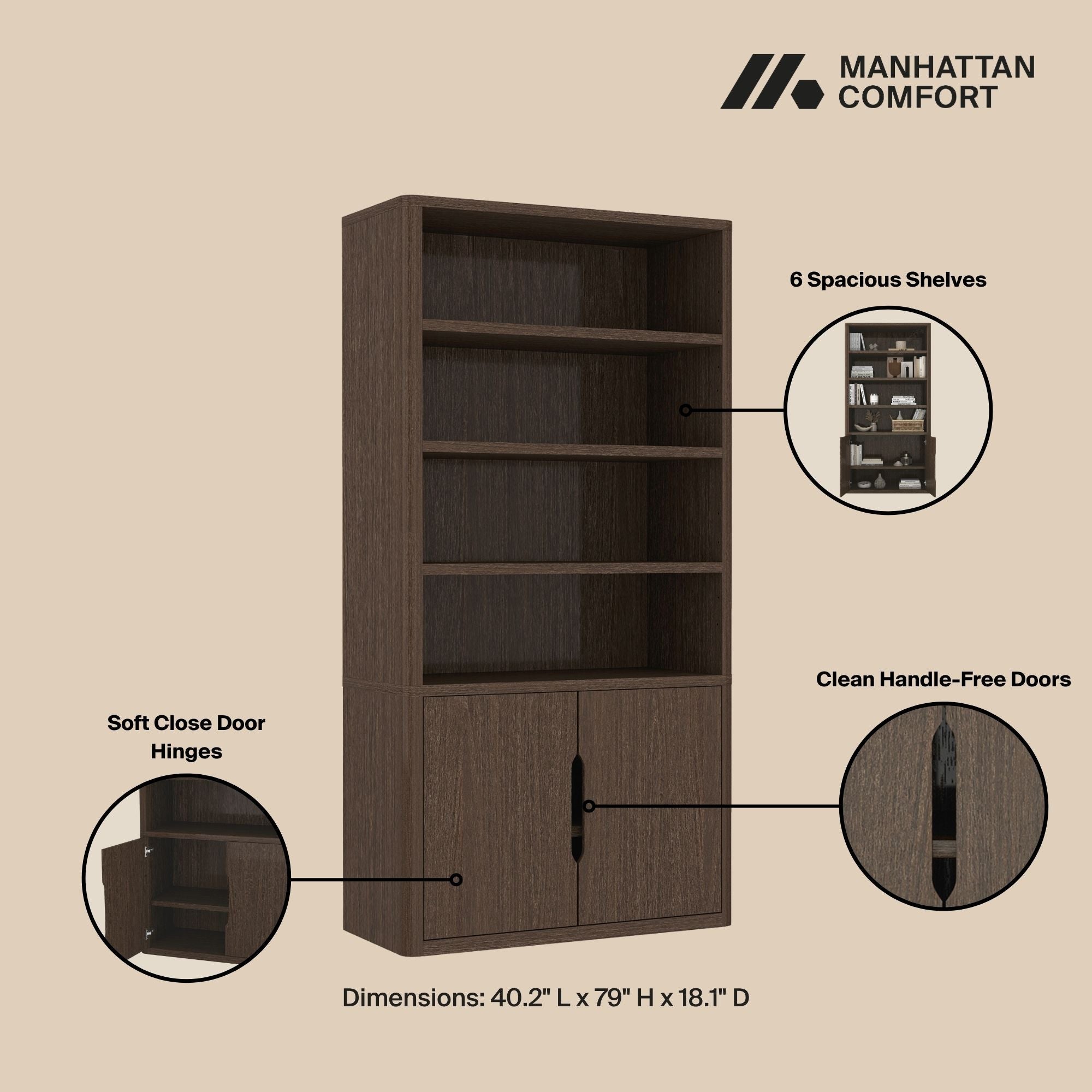 Rivington 40" Bookcase Cabinet