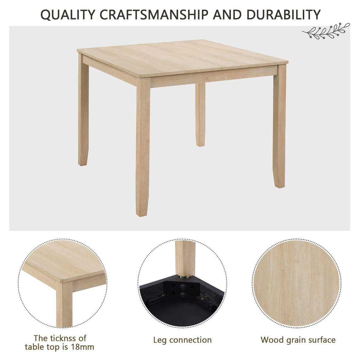 Modern 4 Person Dining Table Set with 4 Chairs