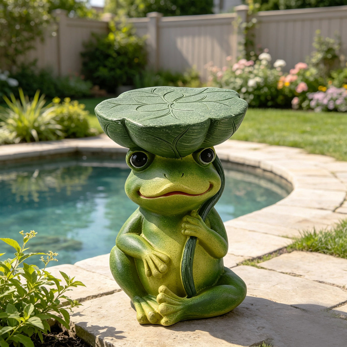 Frog Stool Garden Statue