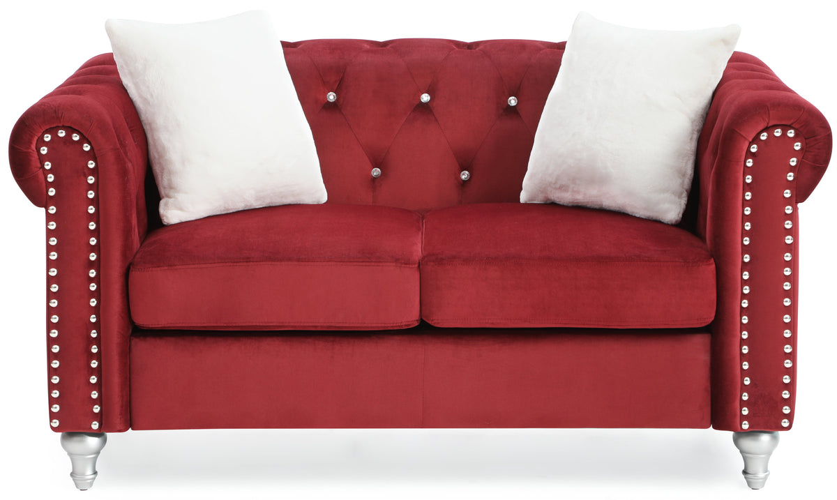 Stylish Burgundy Loveseat