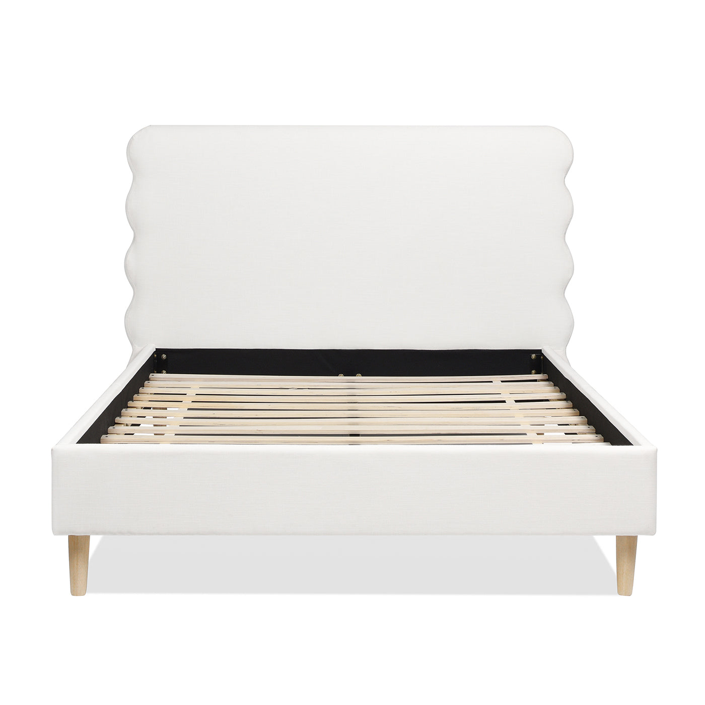 Stockholm Modern Wavy Headboard Platform Bed, Queen, Antique