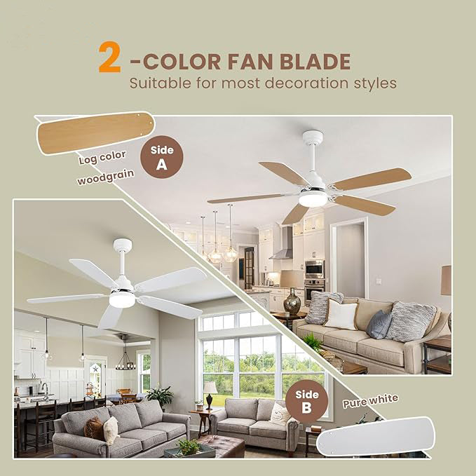 Indoor Modern 52 Inch Ceiling Fan With LED Light