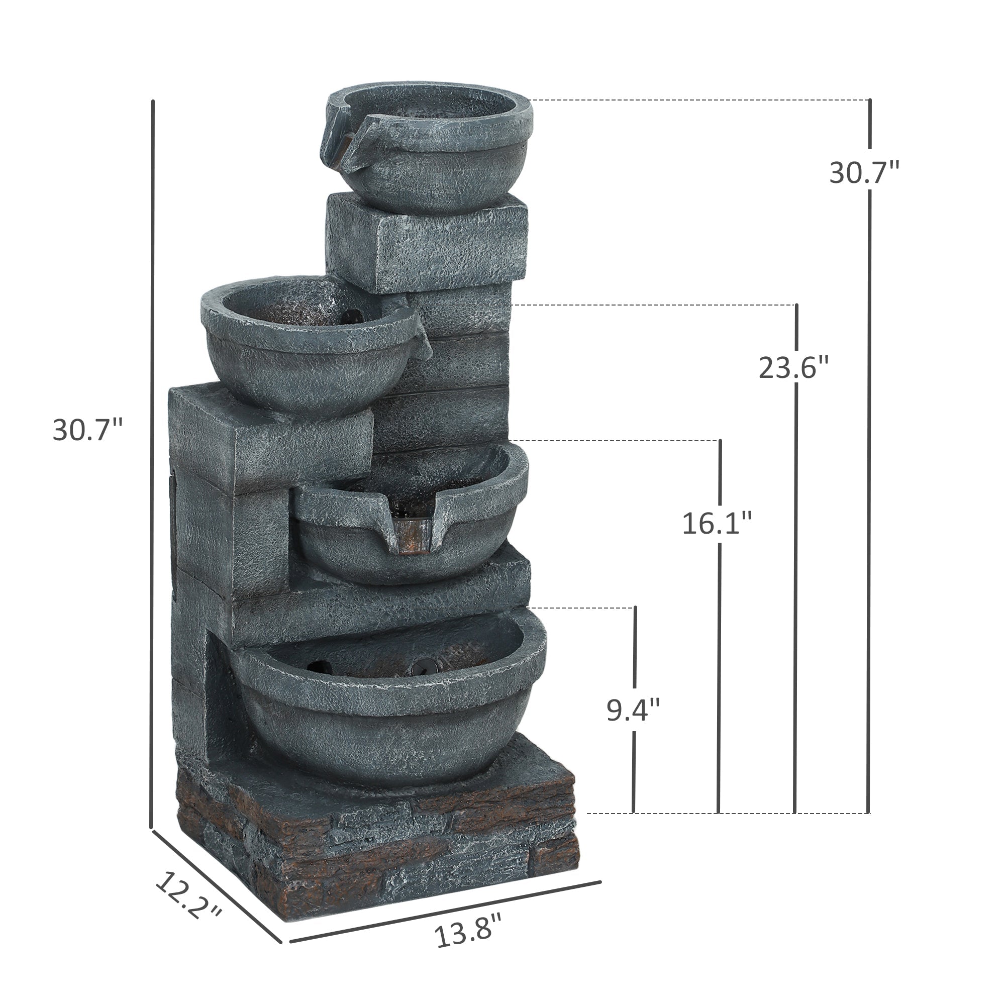 Garden Fountain - Tall Outdoor Waterfall Fountain with LED Lights