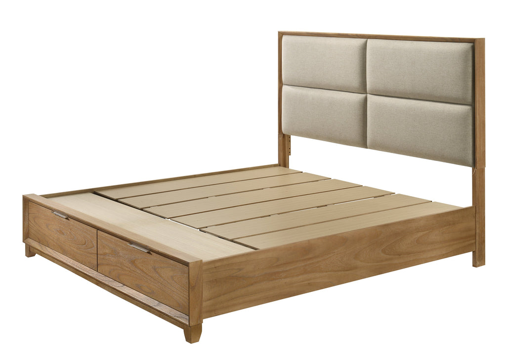 1pc King Storage Platform Bed with Upholstered Ultra-plush Headboard