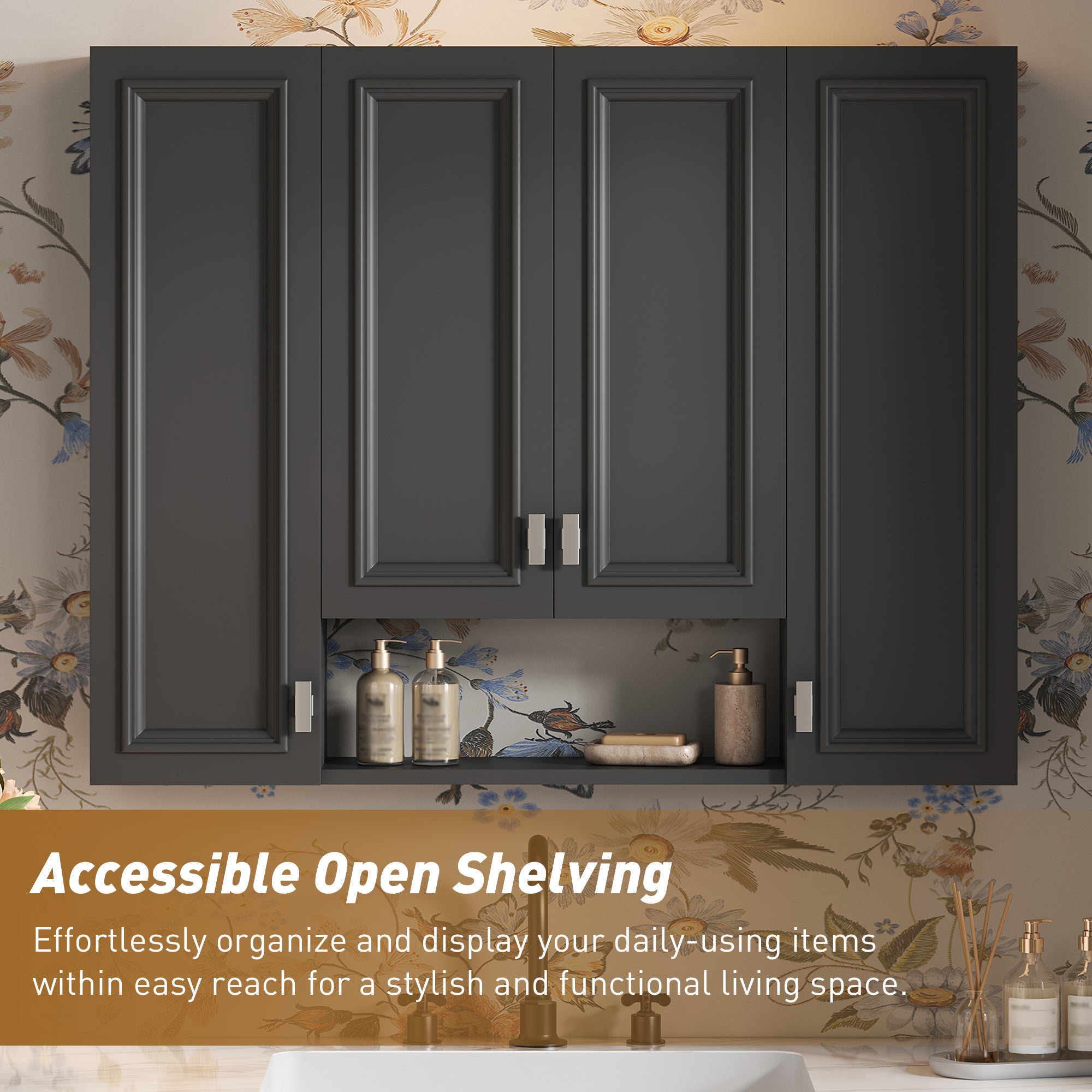 Modern Bathroom Cabinet with 5 Adjustable Shelves