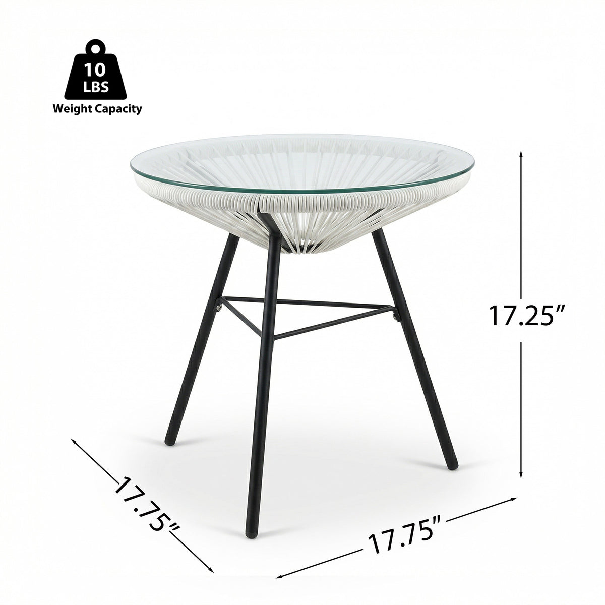 Nusa Outdoor Synthetic Wicker Glass-Top Side Table