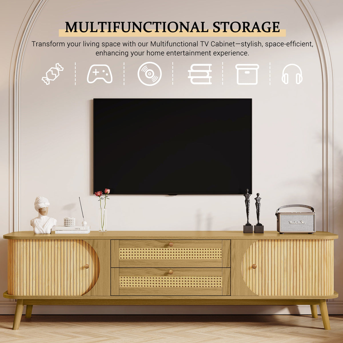 Rattan TV Stand for TVs Up to 75''