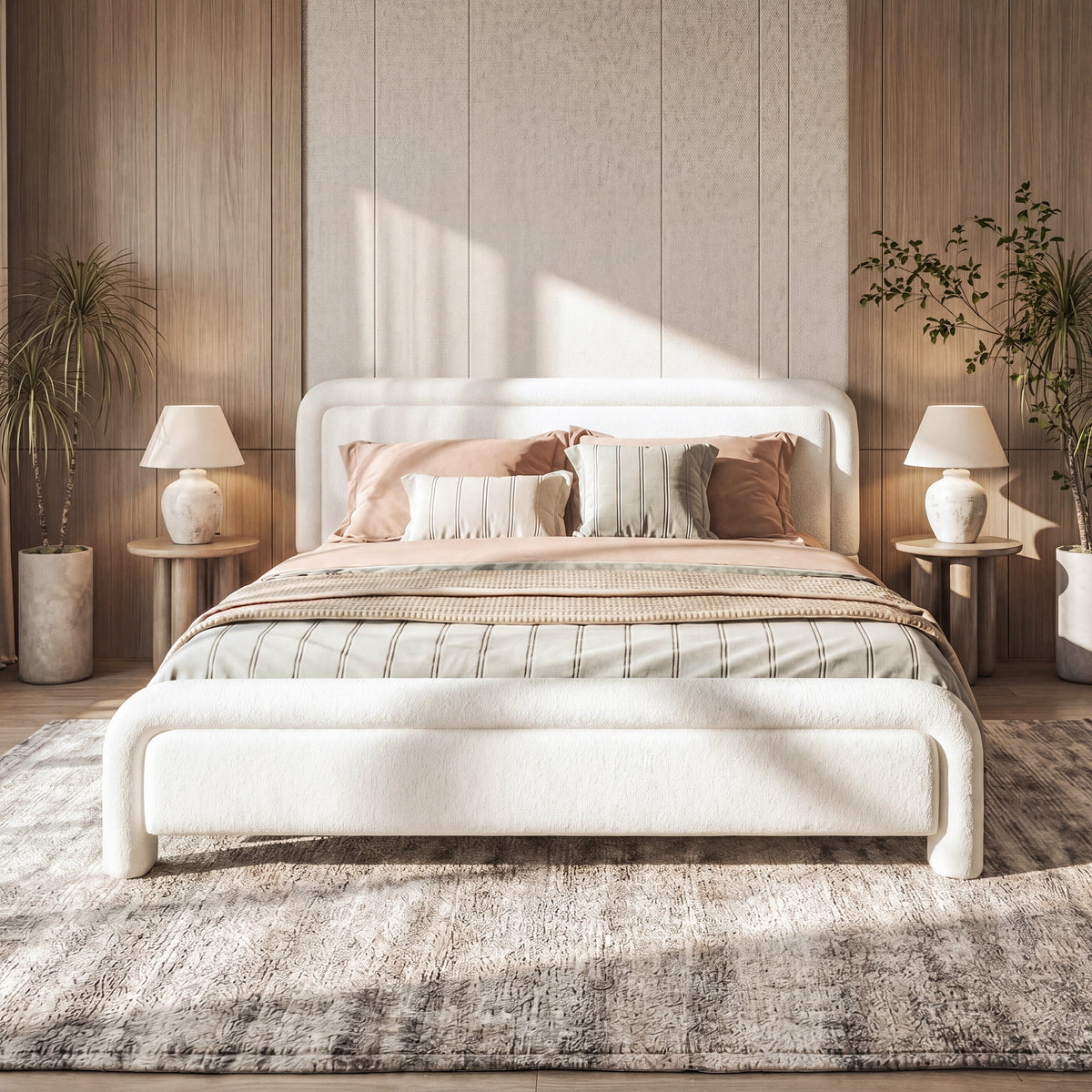 Queen Size Upholstered Platform Bed Frame