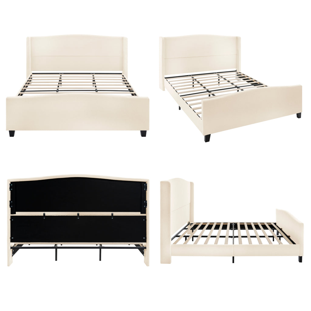 King Size Bed Frame with Upholstered Headboard