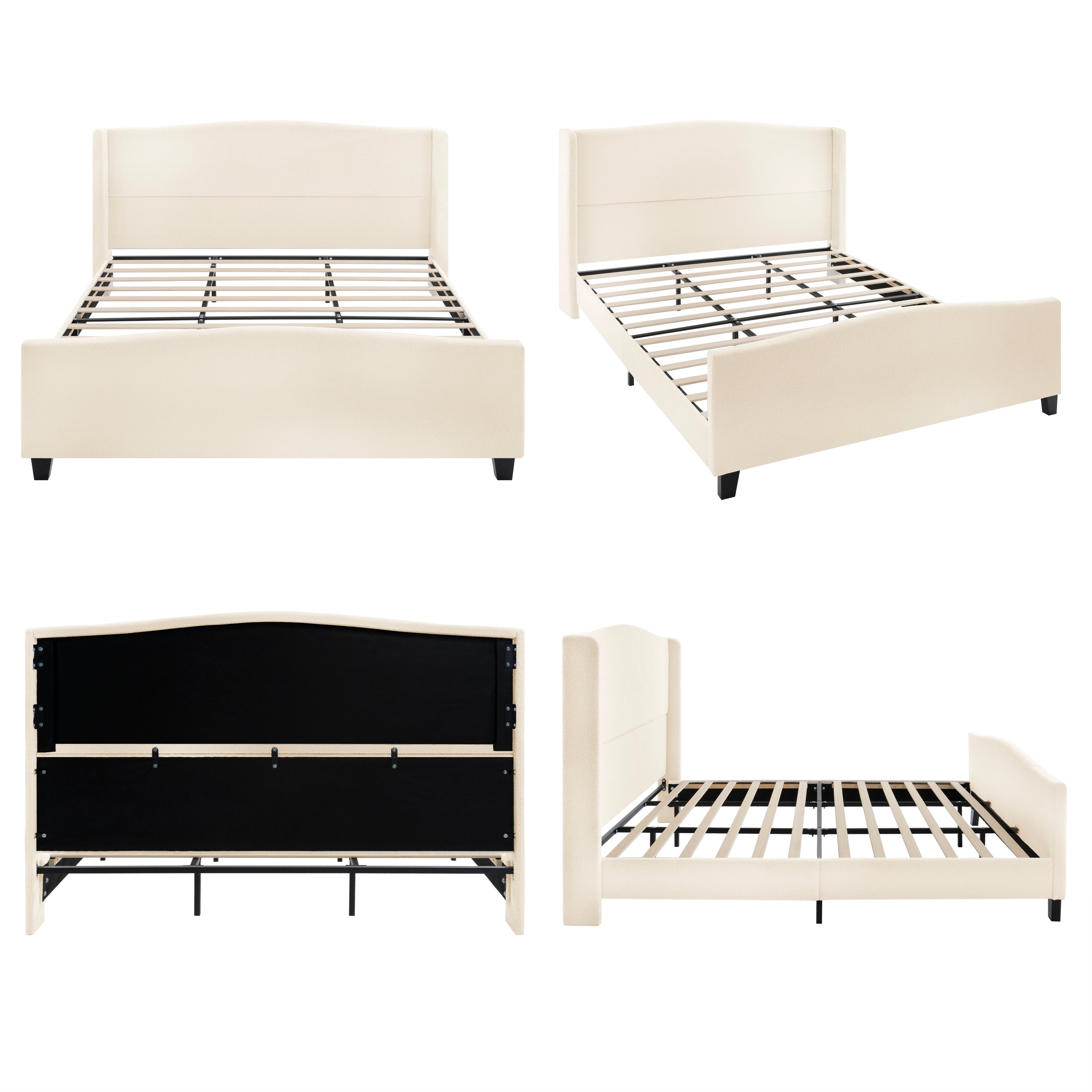 King Size Bed Frame with Upholstered Headboard