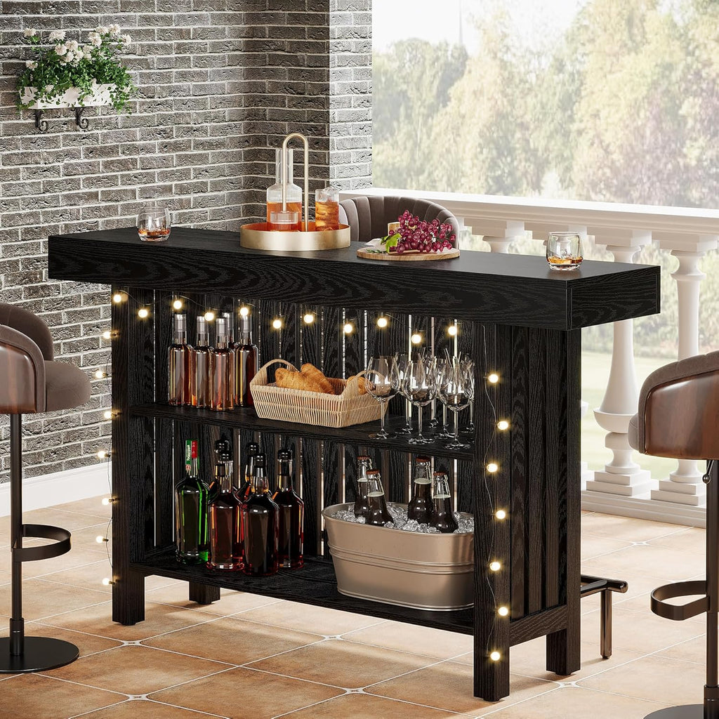 63" Modern Black Home Bar Unit