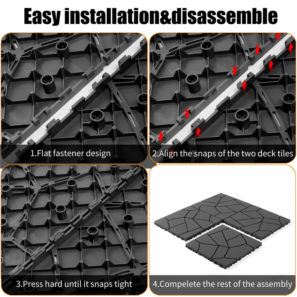 Stone Style 12" Patio Deck Tiles