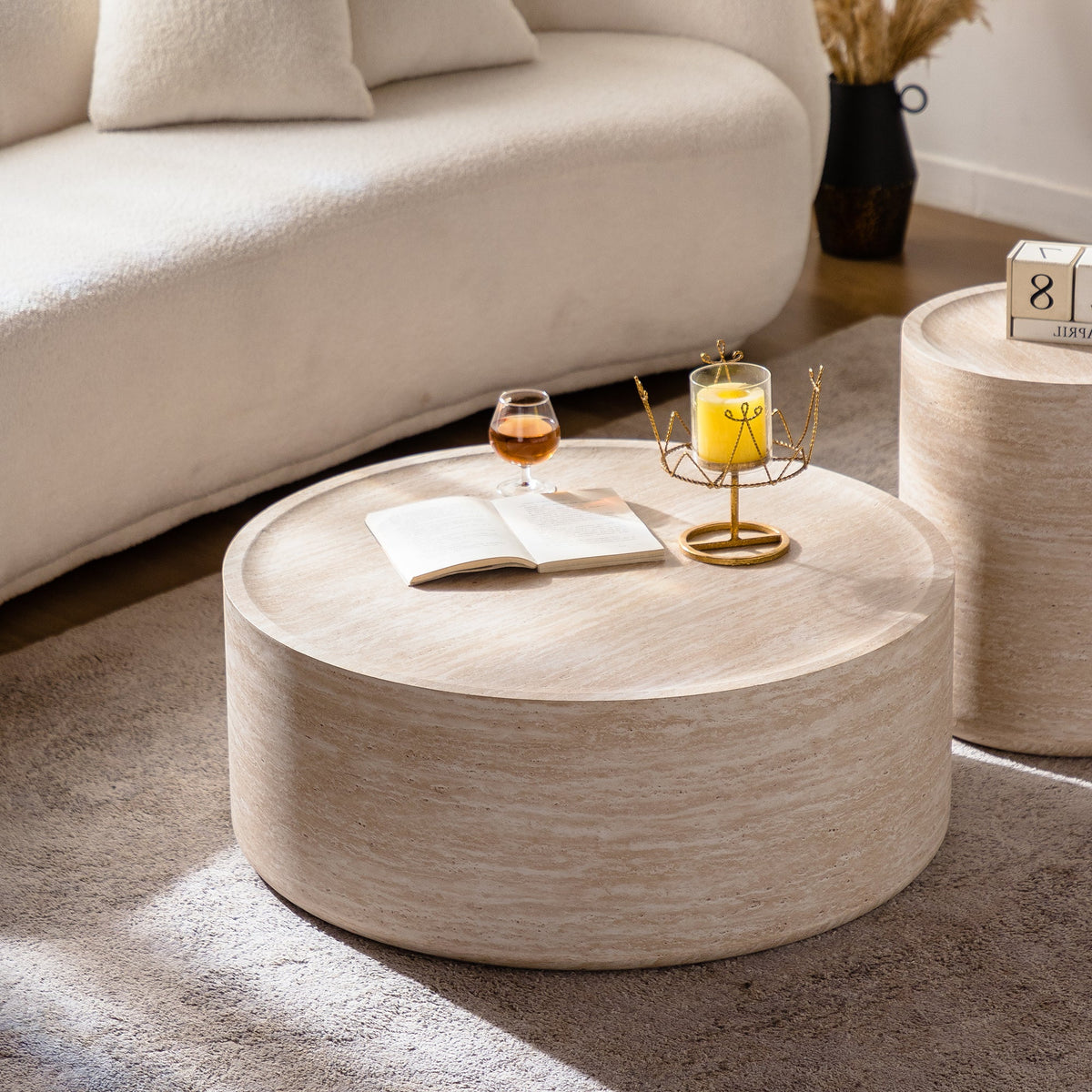 31.5'' Round Coffee Table with Mars Pattern for Living Room