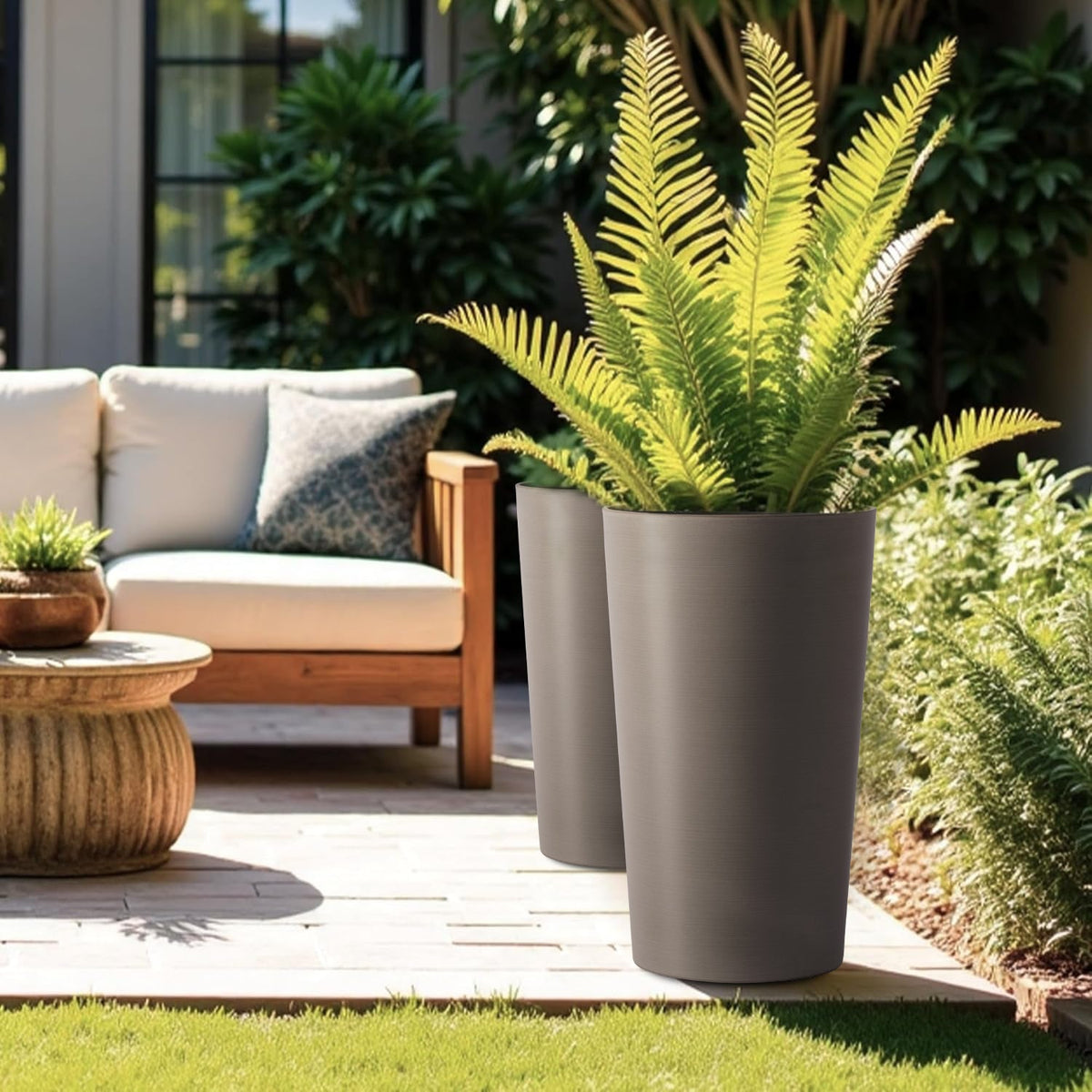 2 Pack Tall 21.7 in Planters for Outdoor Plants