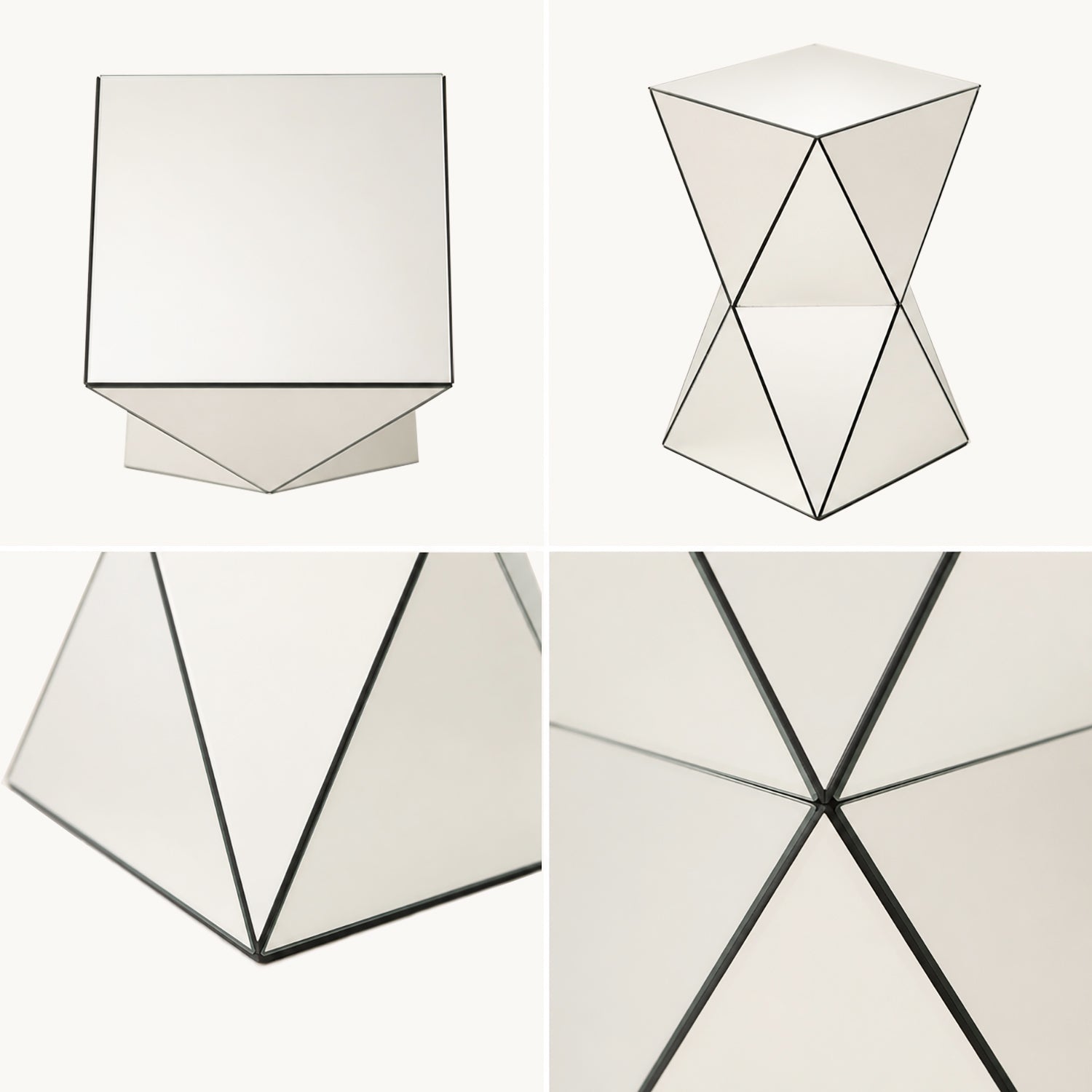 Champagne Mirrored Geometric Side Table