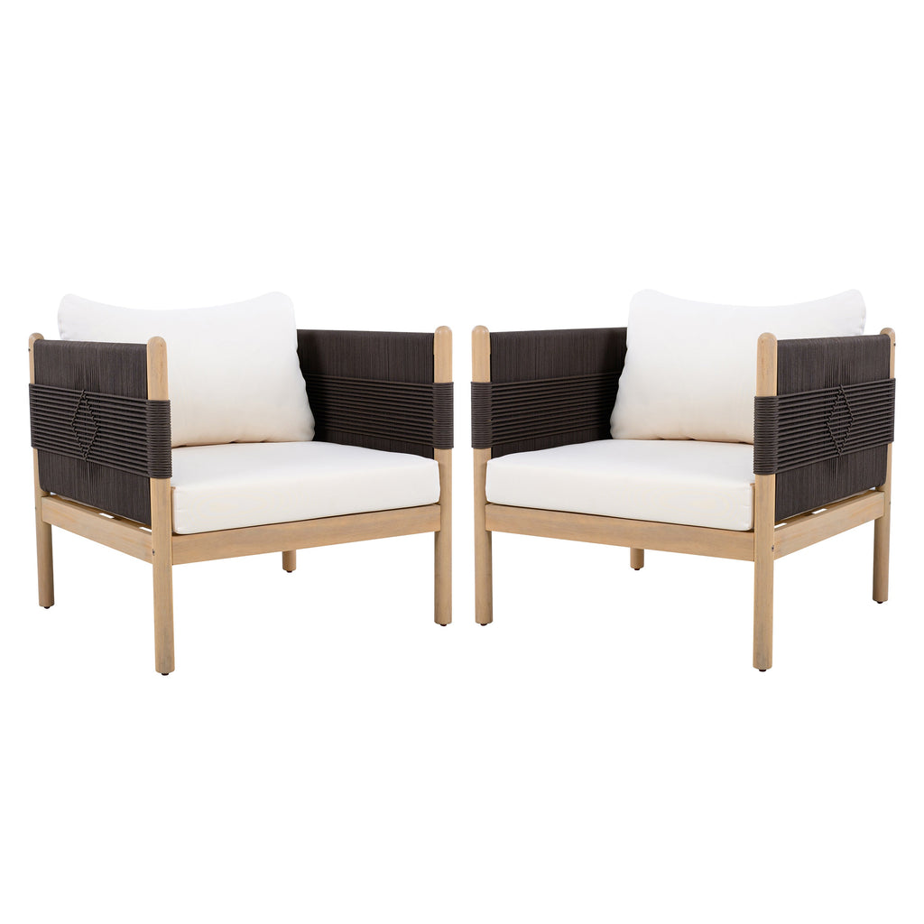 Outdoor Acacia Club Chairs (Set of 2) with Diamond-Pattern