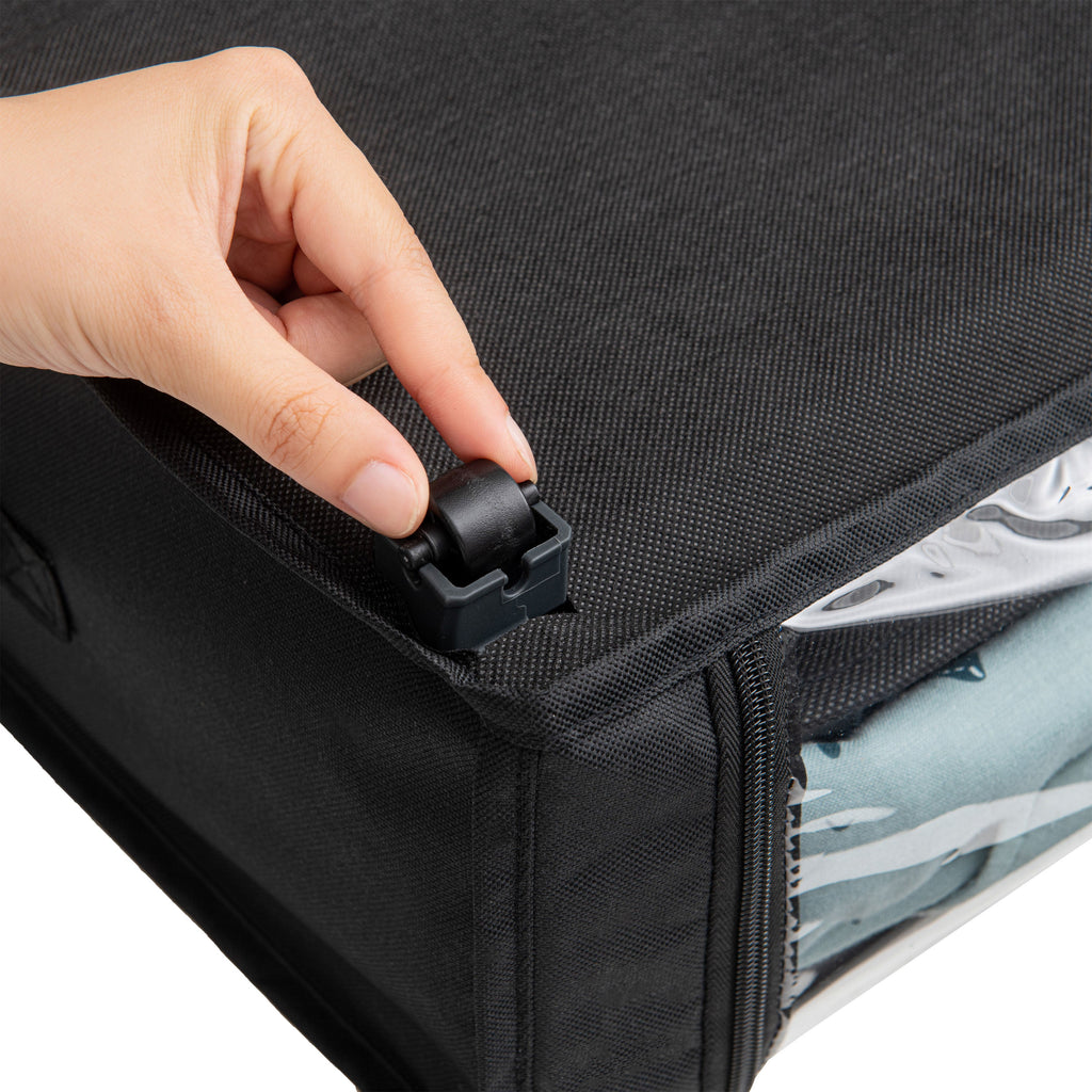 Set of 2 Under-Bed Rolling Storage Containers with Transparent Cover
