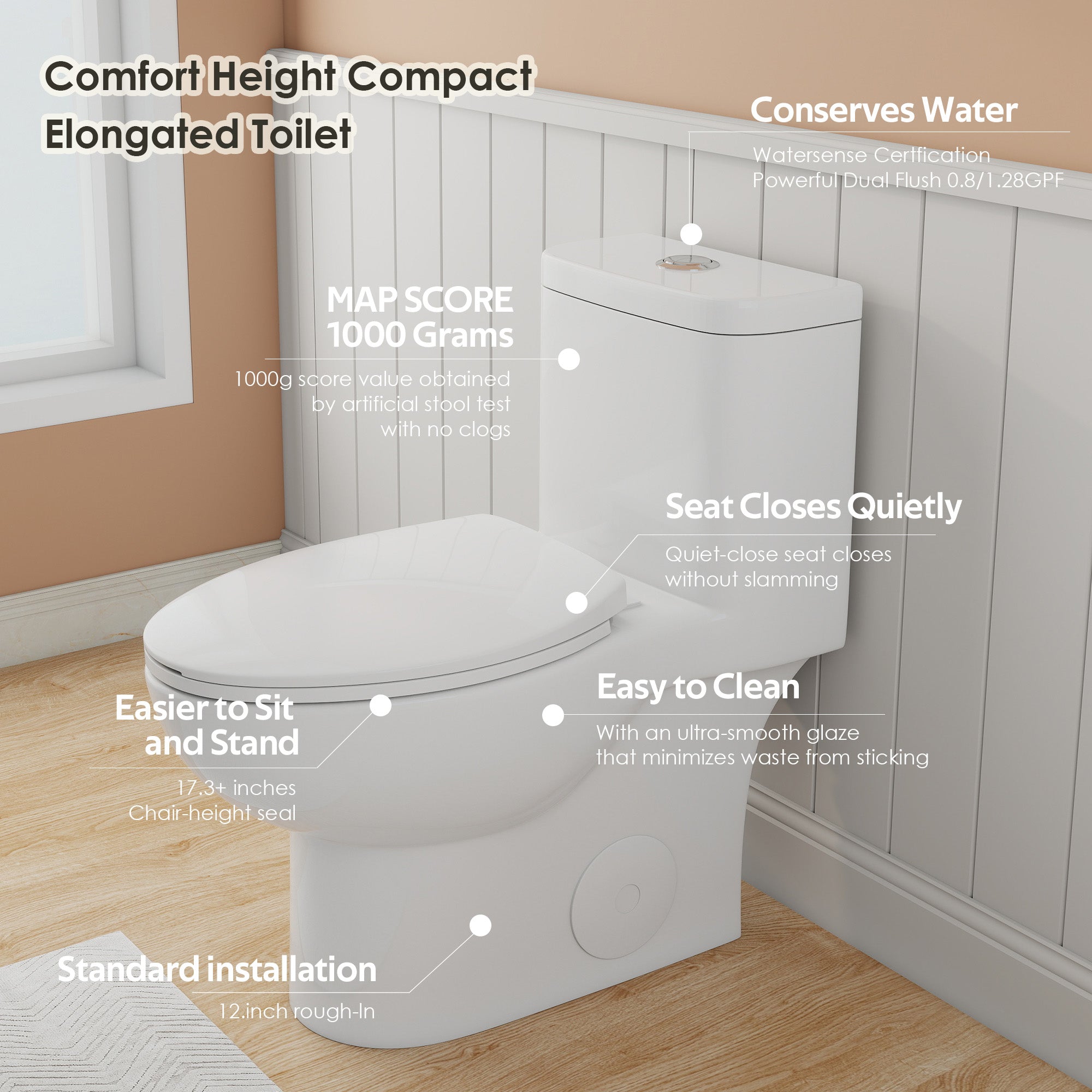 Tornado Flush One-Piece Toilet with Comfort Chair Seat
