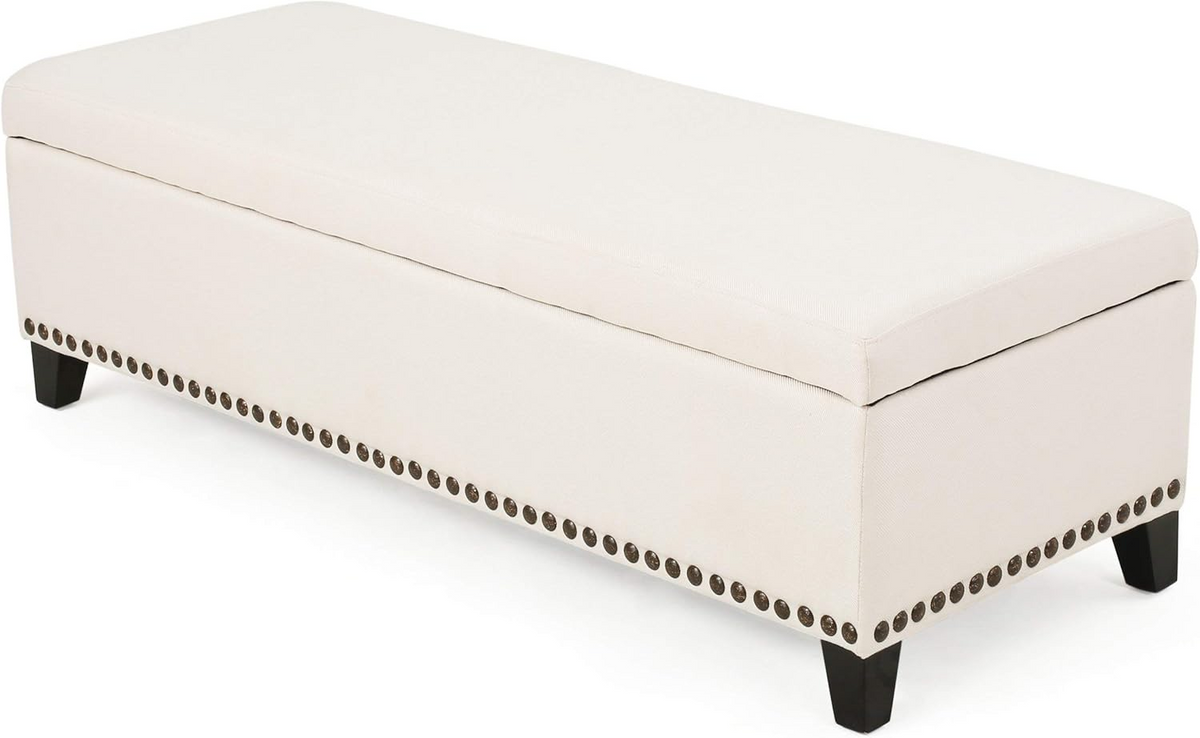 Stylish Tufted Storage Ottoman with Nailhead Trim