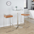 Contemporary Stackable Barstool with Camel Faux Leather - Set of 2