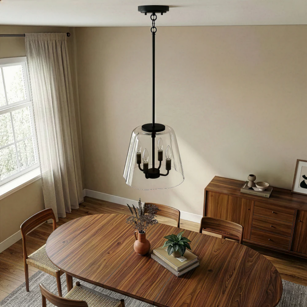Soiree Four Candle Lights Pendant With Clear Glass
