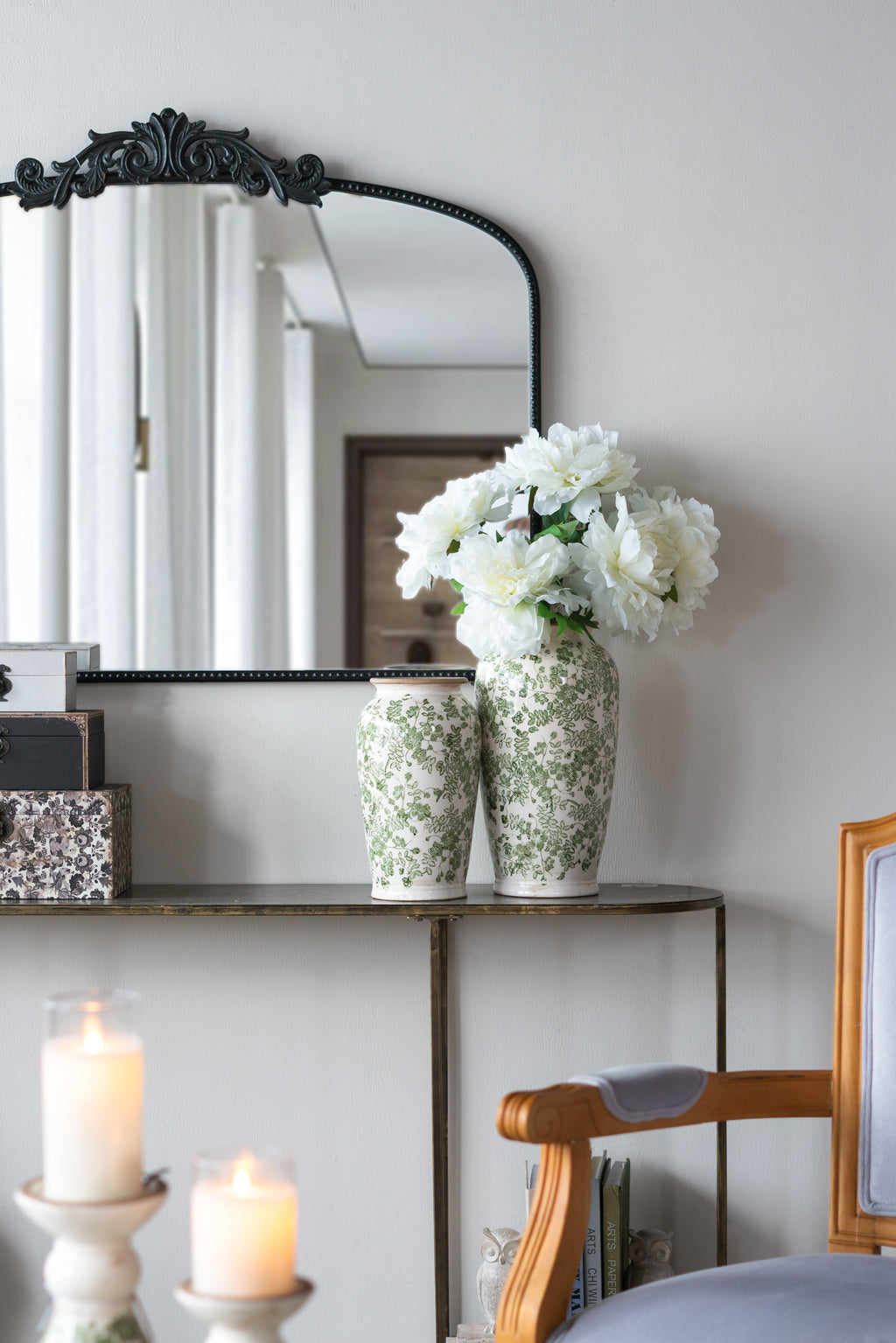 Ceramic Accent Vase With Floral Patterns