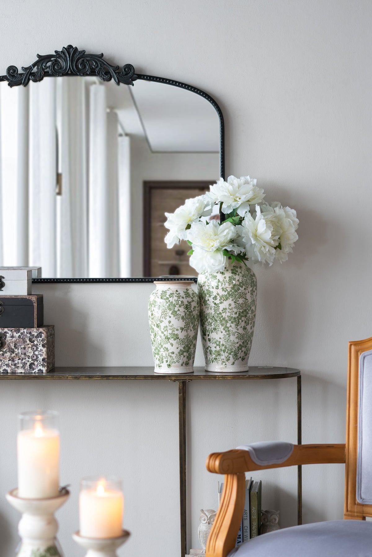 Ceramic Accent Vase With Floral Patterns