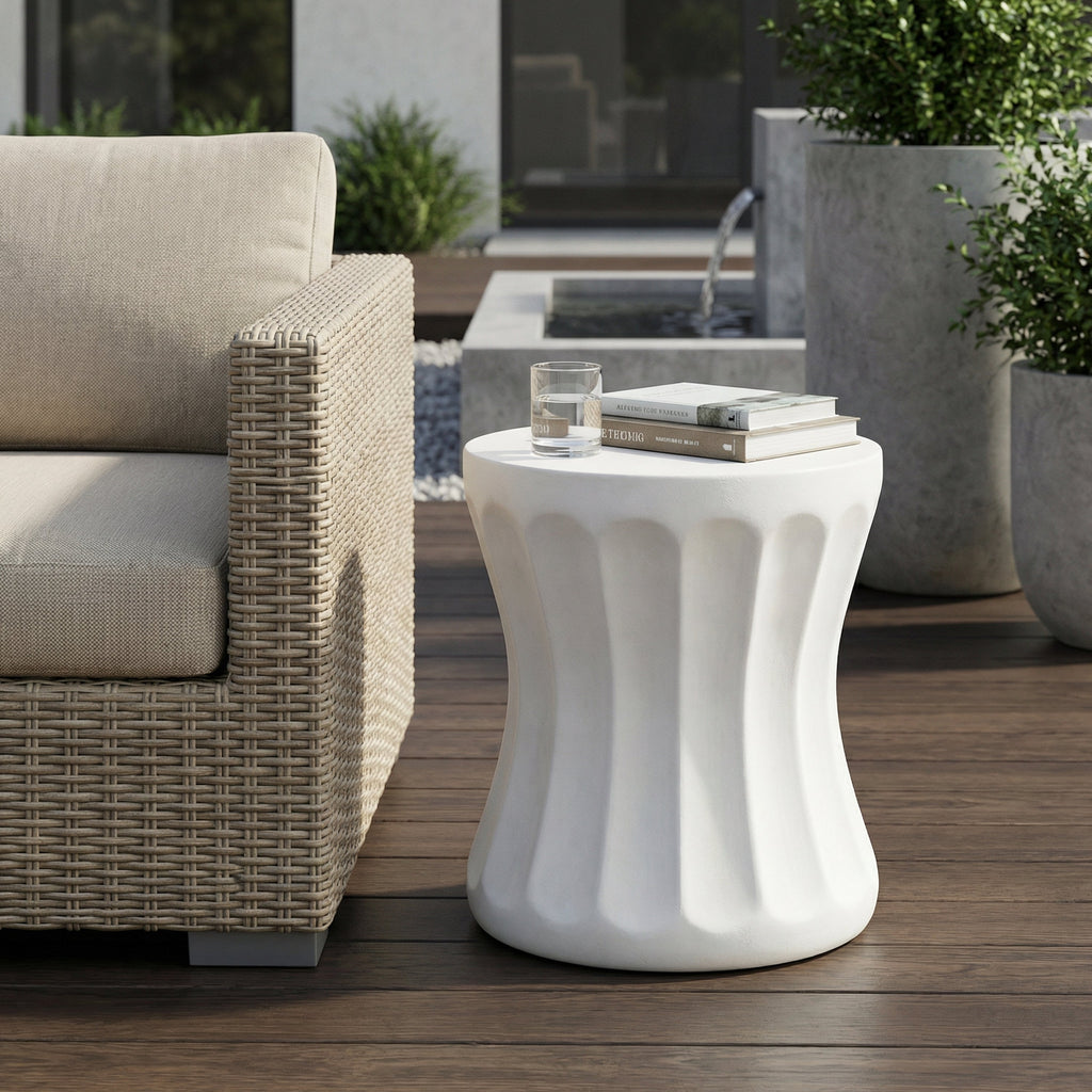 Outdoor Round Concrete Antique Side Table