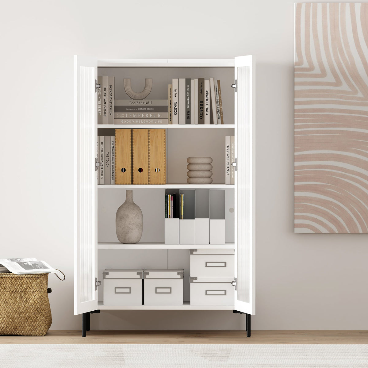 Abbey 32" Tempered Glass Bookcase Cabinet