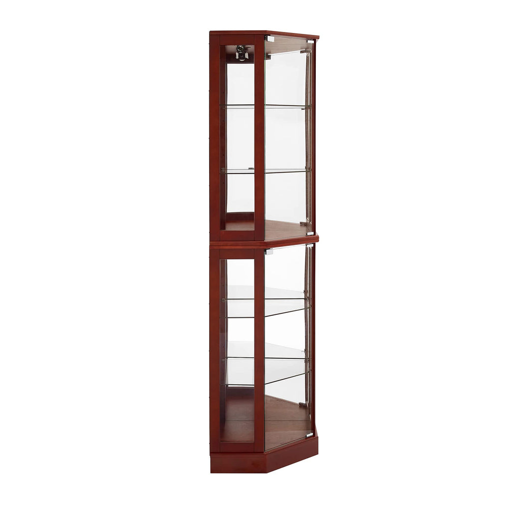 6 Shelf Corner Curio Display Cabinet with Lights and Mirrors