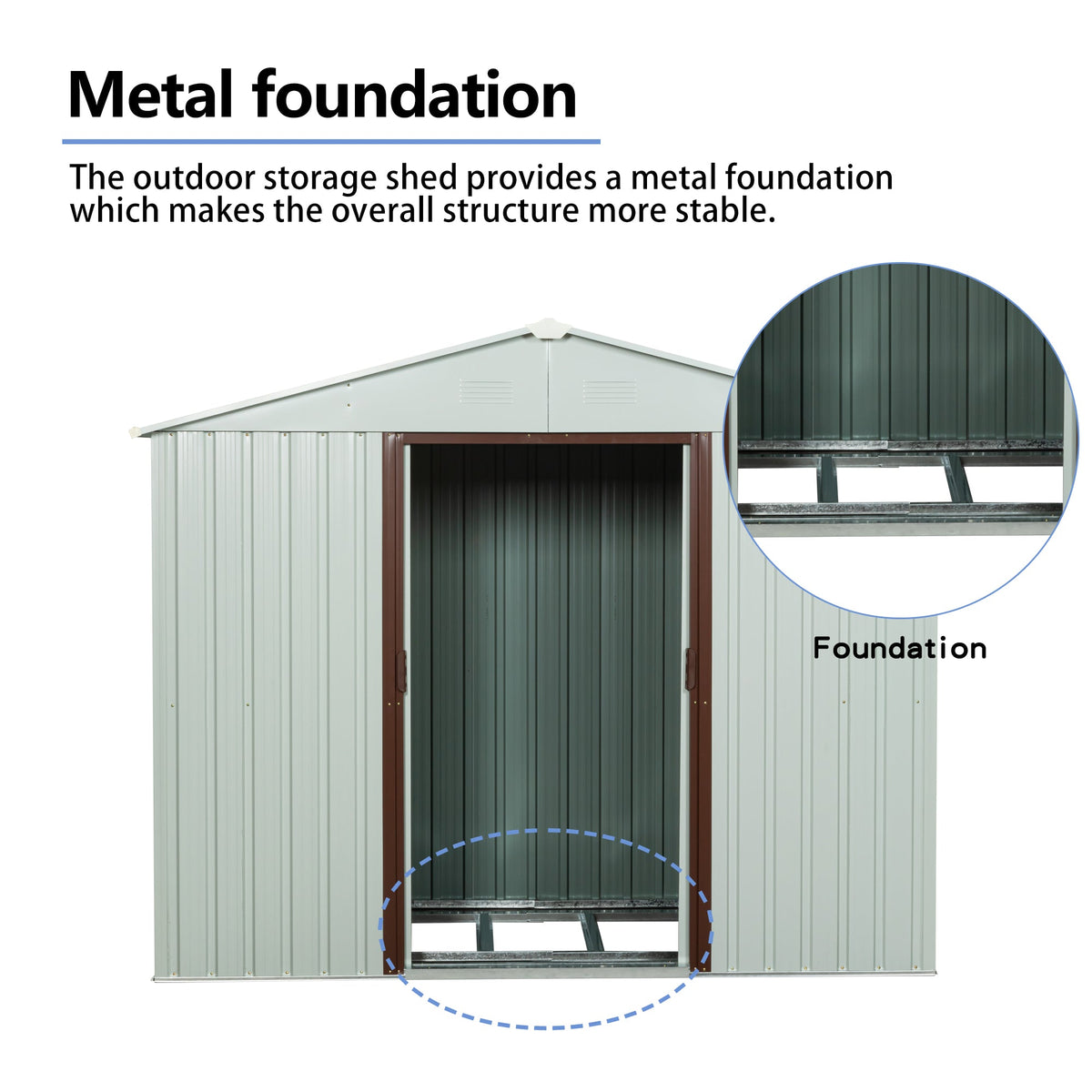 6ft x 5ft Outdoor Metal Storage Shed with Metal Foundation