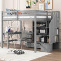 Full Size Loft Bed with L-Shaped Desk and Drawers