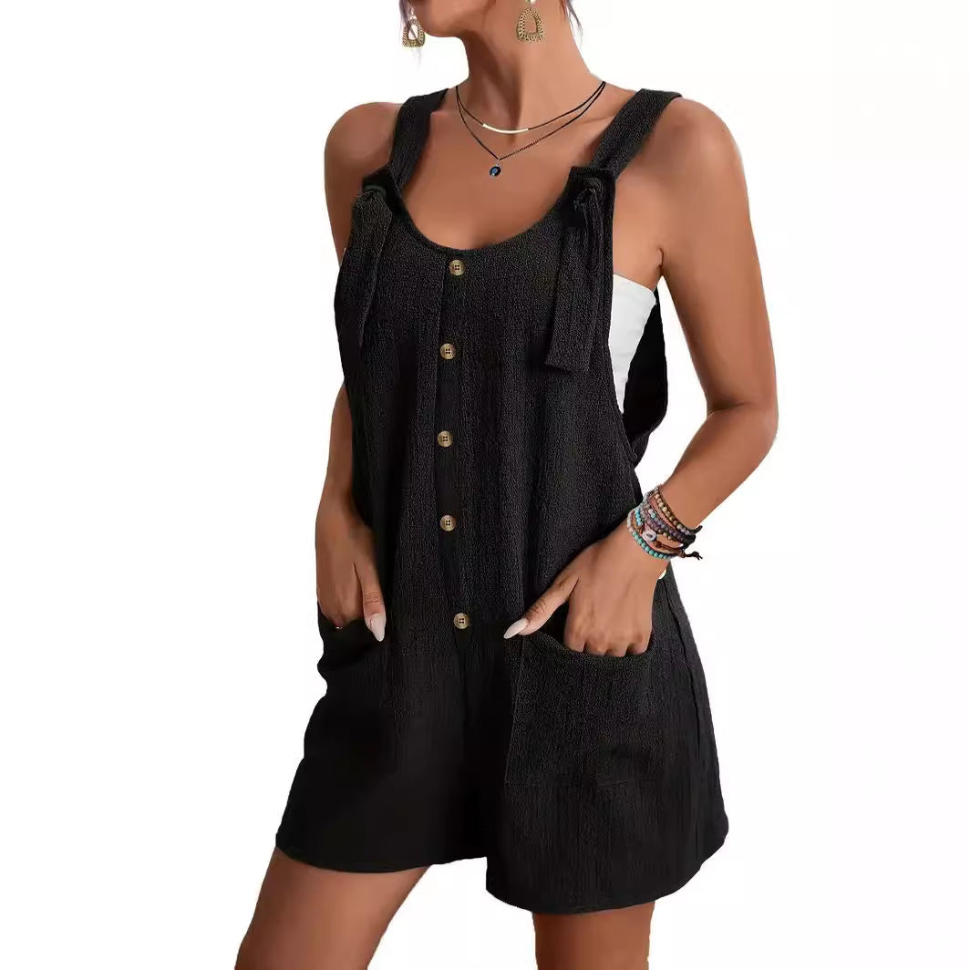 Casual And Stylish Strap Shorts Jumpsuit