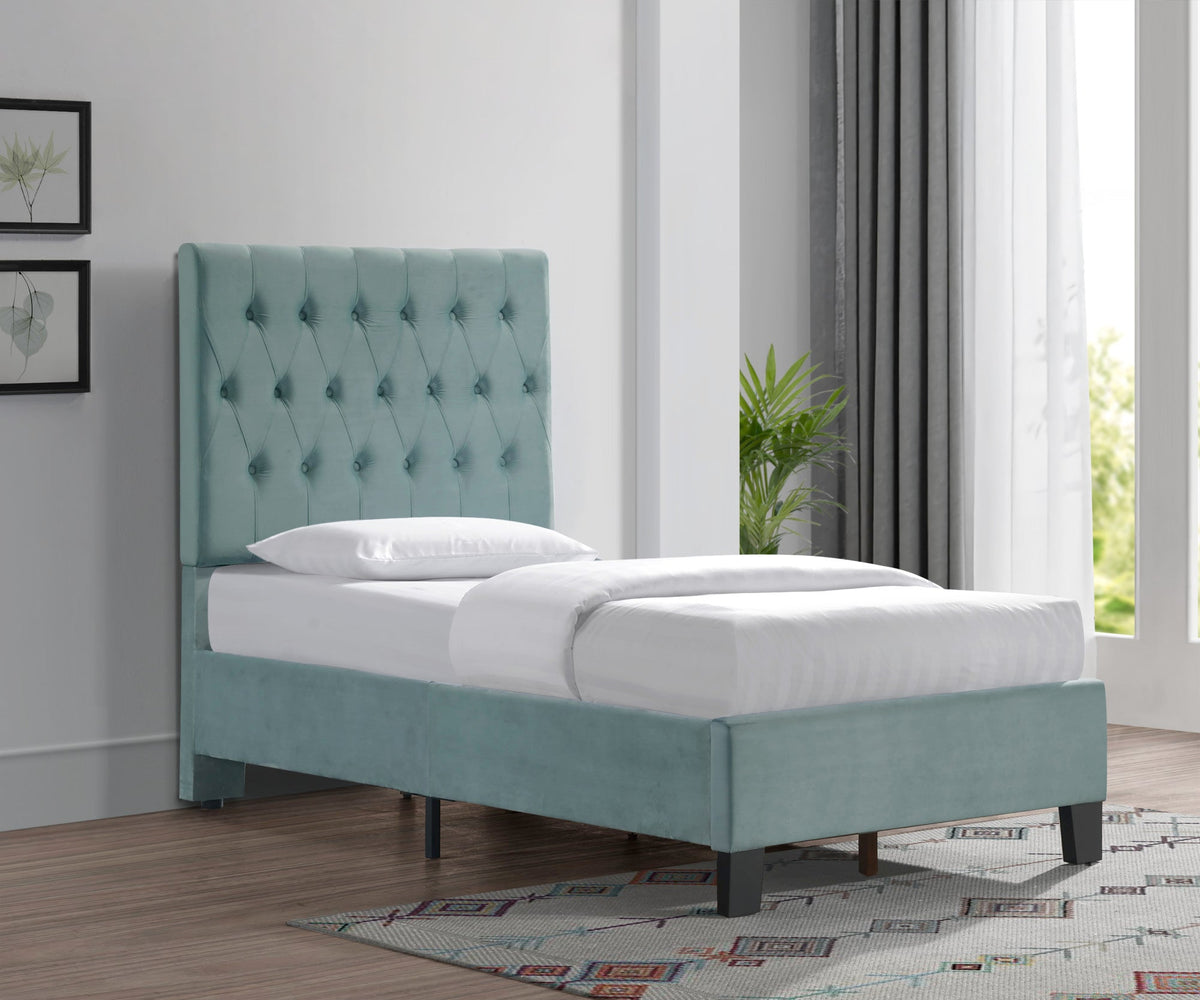 Blue Twin Upholstered Bed